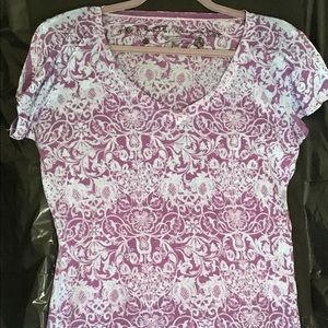 Blue and purple paper “burn-out” T-shirt